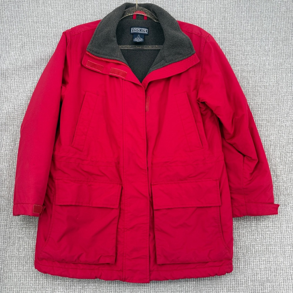 Lands End Red Petite SZ‎ XSP 2-4 Winter Coat Chore Jacket Insulated Fleece Lined